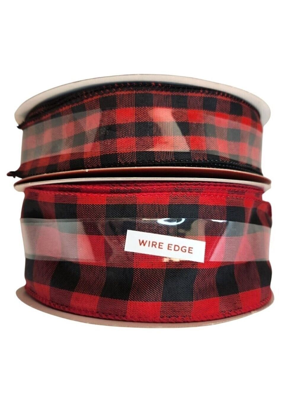 Buffalo Plaid Ribbon Wire Edge Place & Time 2.5 Inch 1.5 Inch